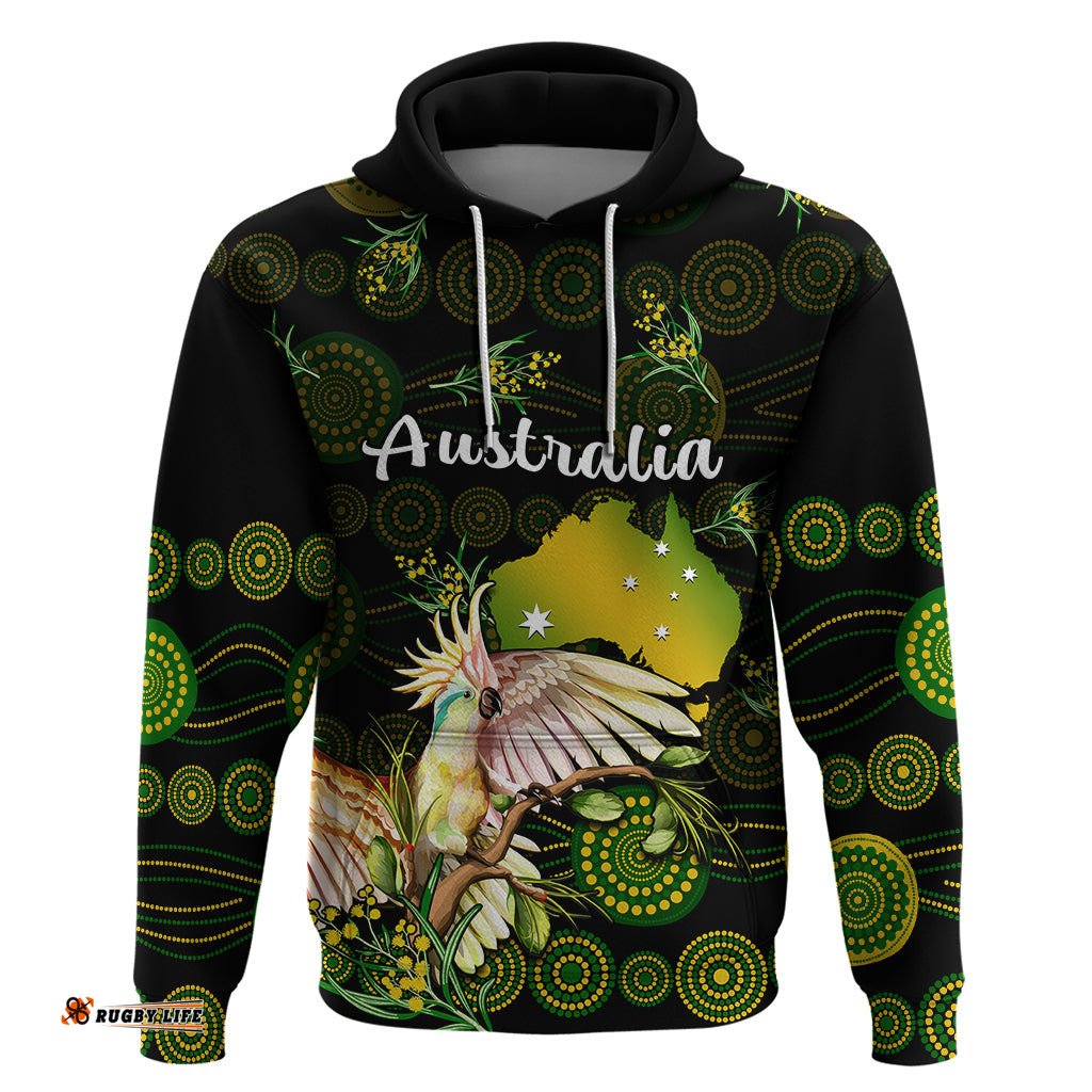 custom personalised australia hoodie golden wattle mix cockatoo and map