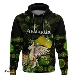 custom personalised australia hoodie golden wattle mix cockatoo and map