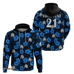 custom text and number bulldogs rugby hoodie polynesian style with hibiscus