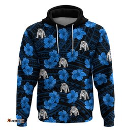 custom text and number bulldogs rugby hoodie polynesian style with hibiscus