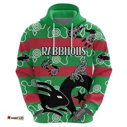 naidoc rabbitohs rugby hoodie go the bunnies aboriginal dots