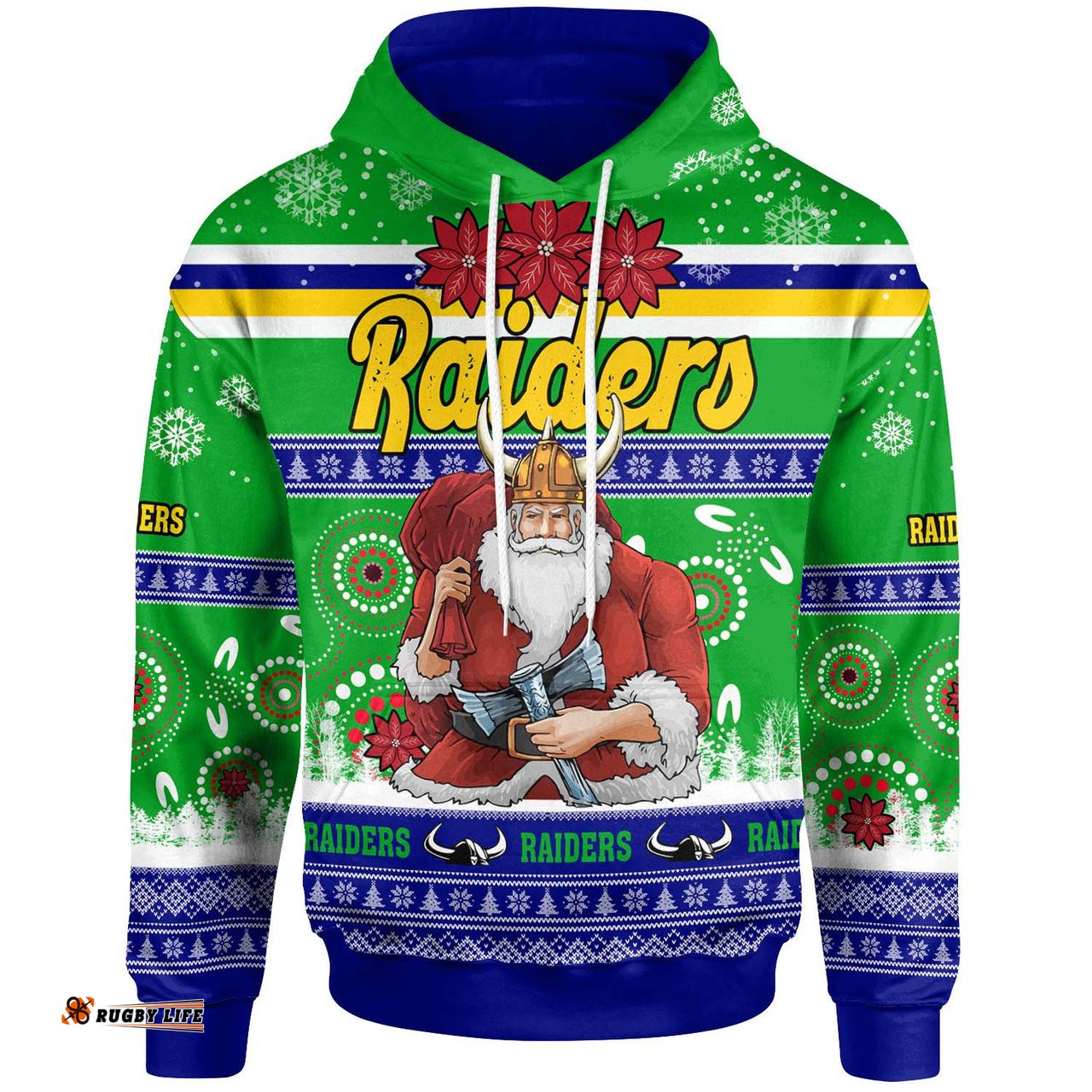 canberra raiders christmas hoodie - custom canberra raiders ugly christmas and aboriginal inspired patterns hoodie