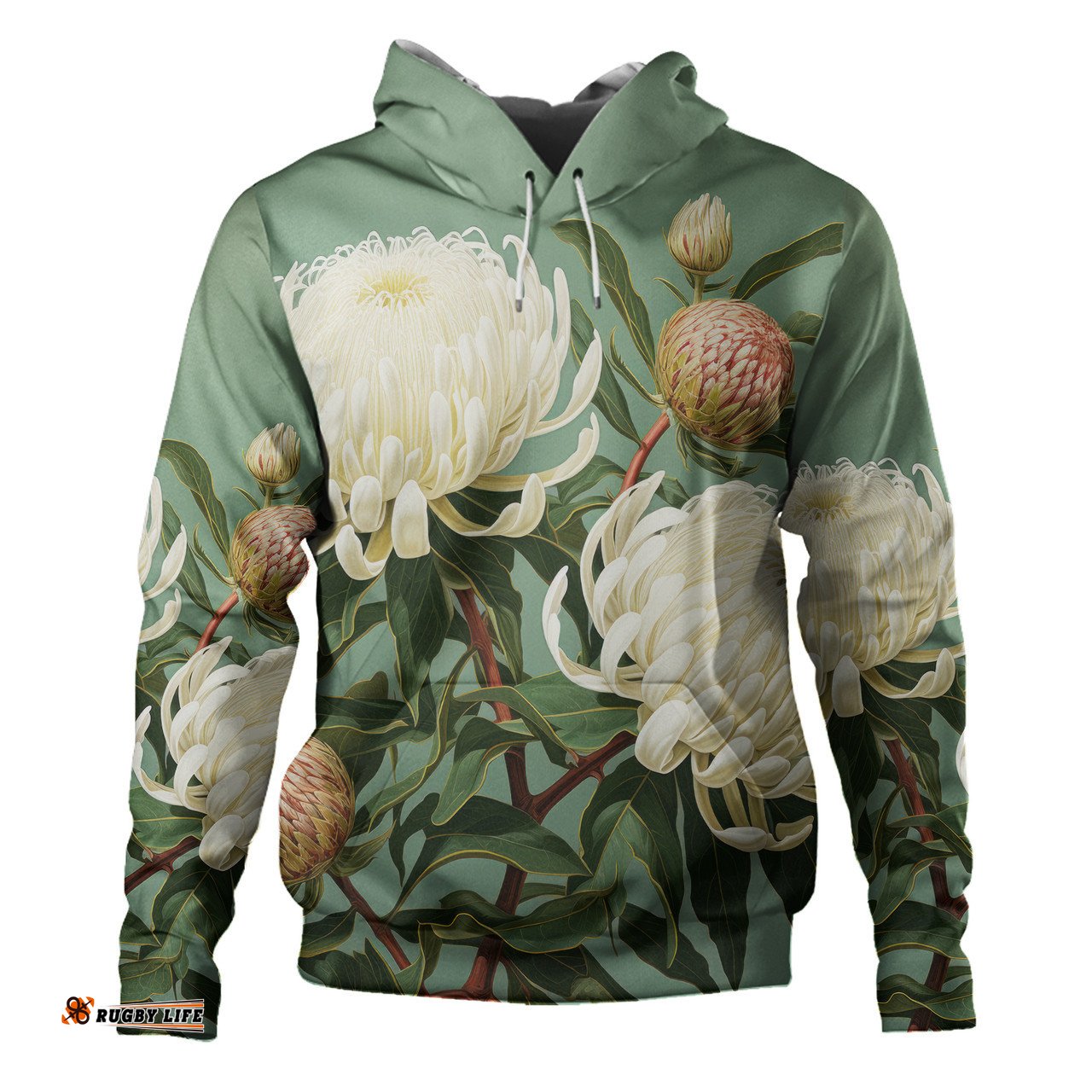 australia waratah hoodie - white waratah flowers fine art ver1 hoodie