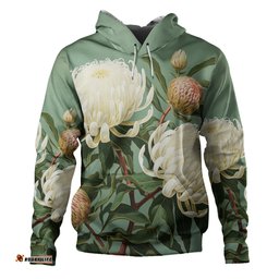 australia waratah hoodie - white waratah flowers fine art ver1 hoodie