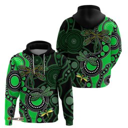 aboriginal dragonfly hoodie green style