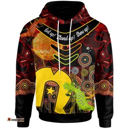 australia naidoc week hoodie boomerang aboriginal inspired naidoc week and torres strait flag "get up stand up show up" hoodie