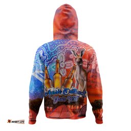 australia kangaroo aboriginal camping custom hoodie - aussie outback camping with beer hoodie
