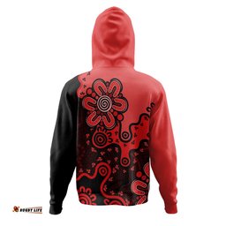 australia hoodie aboriginal style of background red (turquoise,purple)
