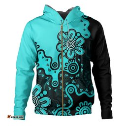 australia hoodie aboriginal style of background red (turquoise,purple)