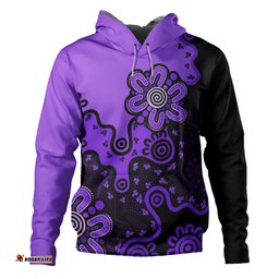 australia hoodie aboriginal style of background red (turquoise,purple)