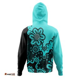 australia hoodie aboriginal style of background red (turquoise,purple)
