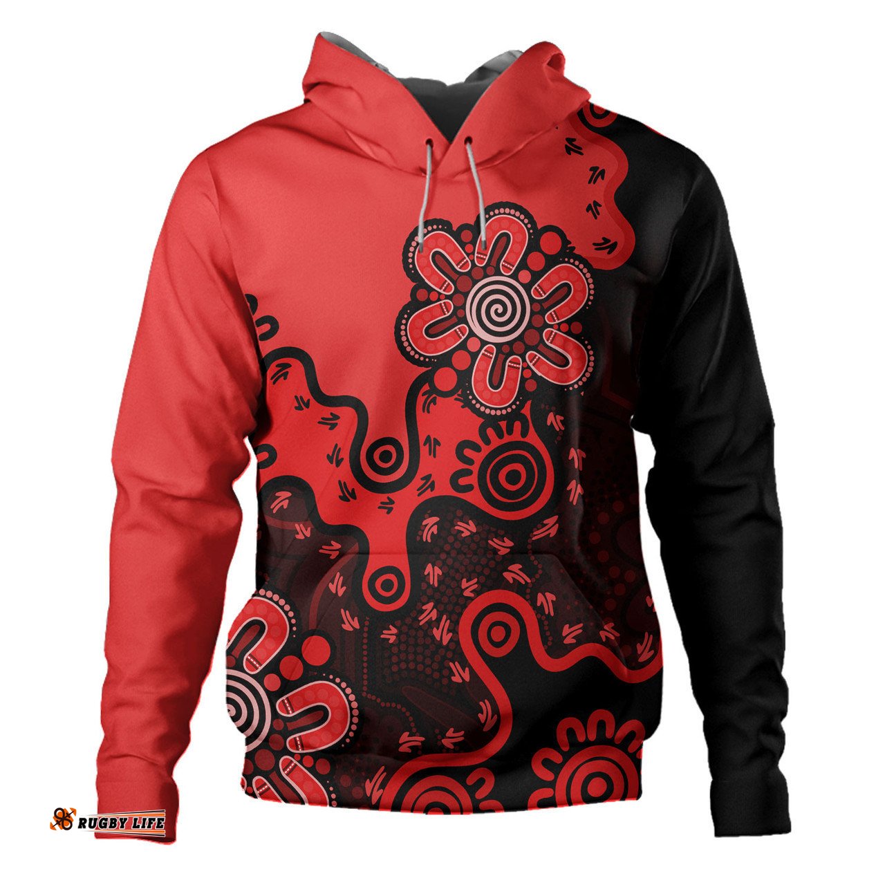 australia hoodie aboriginal style of background red (turquoise,purple)