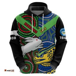custom text and number rabbitohs mix eels rugby hoodie souths and parra indigenous
