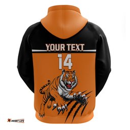 personalised wests tigers rugby hoodie orange simple style