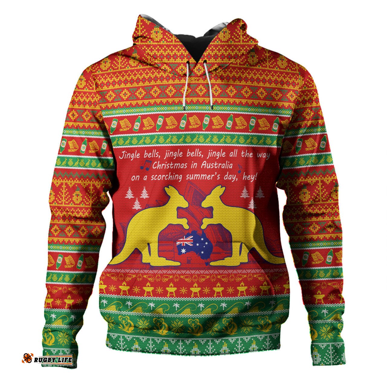 australian christmas carol christmas hoodie - jingle bells ugly style v2 hoodie