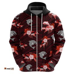 custom text and number dolphins rugby hoodie polynesian tribal mix tropical hawaiian style