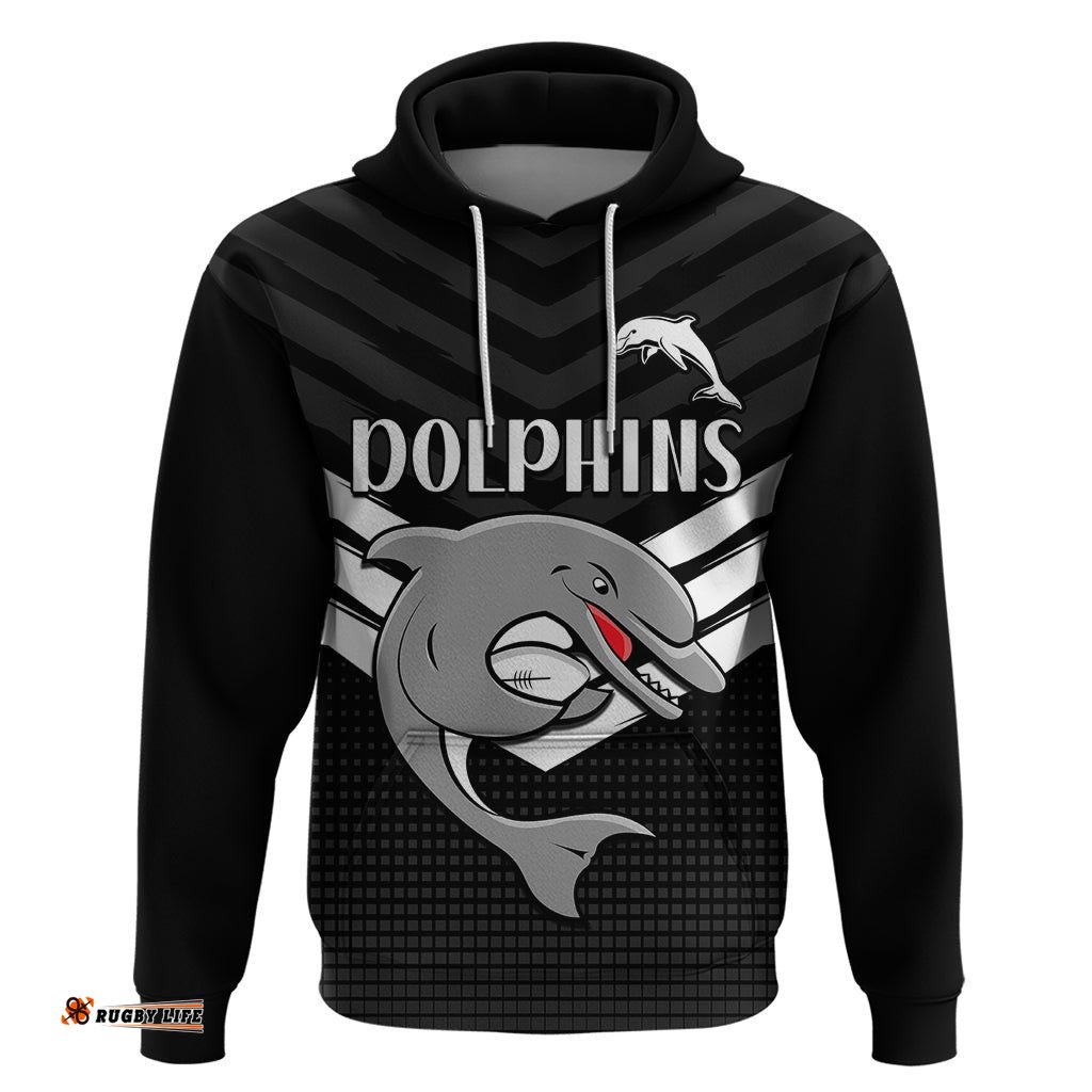 redcliffe dolphins rugby hoodie simple black style