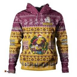 brisbane broncos christmas custom hoodie - chrissie spirit hoodie
