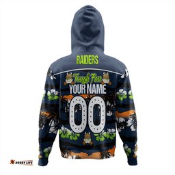 canberra raiders hoodie - eat sleep repeat with tropical patterns