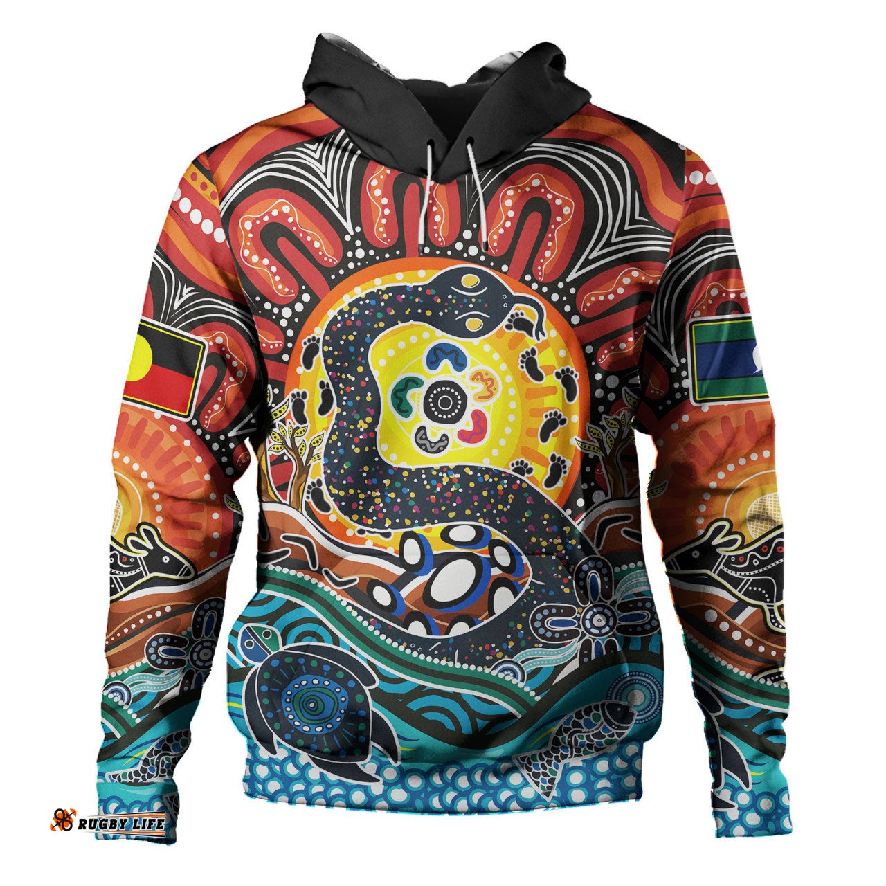 australia rainbow serpent aboriginal hoodie - dreamtime rainbow serpent hoodie