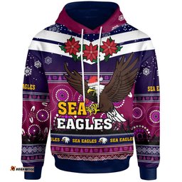 australia sea eagles christmas hoodie - custom australia sea eagles ugly christmas and aboriginal inspired patterns hoodie
