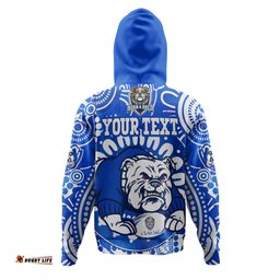 canterbury-bankstown bulldogs custom hoodie - indigenous doggies blue and whites aboriginal inspired hoodie
