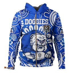 canterbury-bankstown bulldogs custom hoodie - indigenous doggies blue and whites aboriginal inspired hoodie