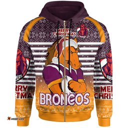 brisbane broncos christmas custom hoodie - brisbane broncos penrith panthers merry christmas with snowflake pattern hoodie