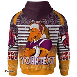 brisbane broncos christmas custom hoodie - brisbane broncos penrith panthers merry christmas with snowflake pattern hoodie