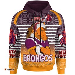 brisbane broncos christmas custom hoodie - brisbane broncos penrith panthers merry christmas with snowflake pattern hoodie