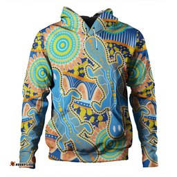 australia platypus aboriginal hoodie - blue platypus with aboriginal art dot painting patterns inspired hoodie