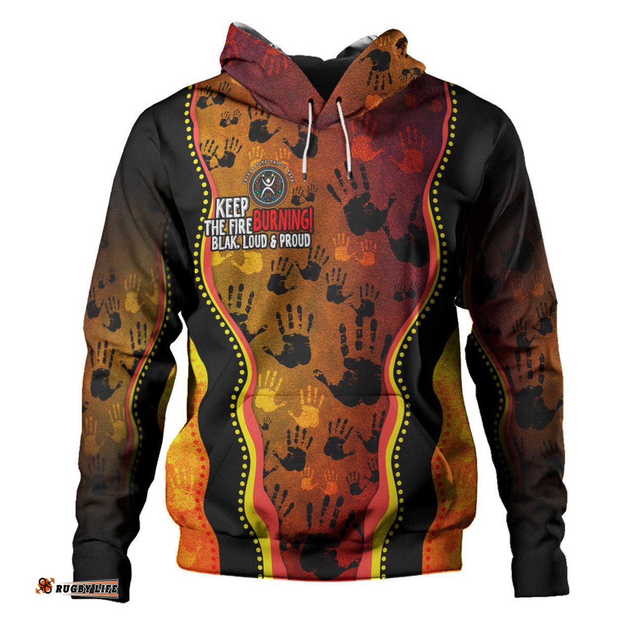 australia hoodie naidoc hand rock art indigenous golden style