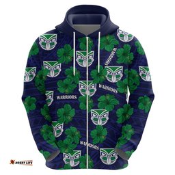 new zealand warriors rugby hoodie polynesian style with hibiscus