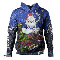 canterbury-bankstown bulldogs christmas custom hoodie - let's get lit chrisse pressie hoodie