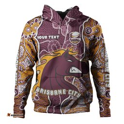 brisbane broncos grand final custom hoodie - custom brisbane broncos with contemporary style of aboriginal painting  hoodie
