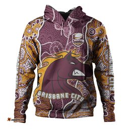 brisbane broncos grand final custom hoodie - custom brisbane broncos with contemporary style of aboriginal painting  hoodie