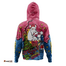 brisbane broncos christmas custom hoodie - let's get lit chrisse pressie hoodie