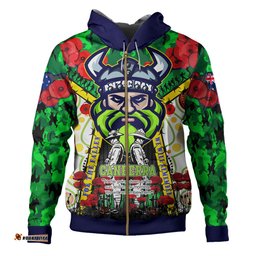 canberra raiders anzac watercolour custom hoodie - remembrance canberra raiders anzac day with poppy flower