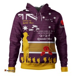 brisbane broncos anzac custom hoodie - keeping the spirit alive hoodie