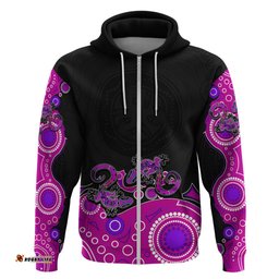 australia aboriginal hoodie lizard pink