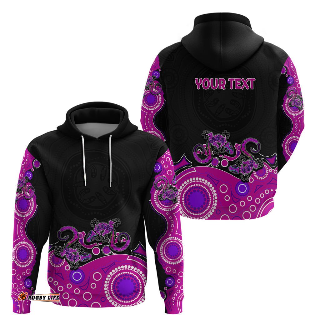 australia aboriginal hoodie lizard pink