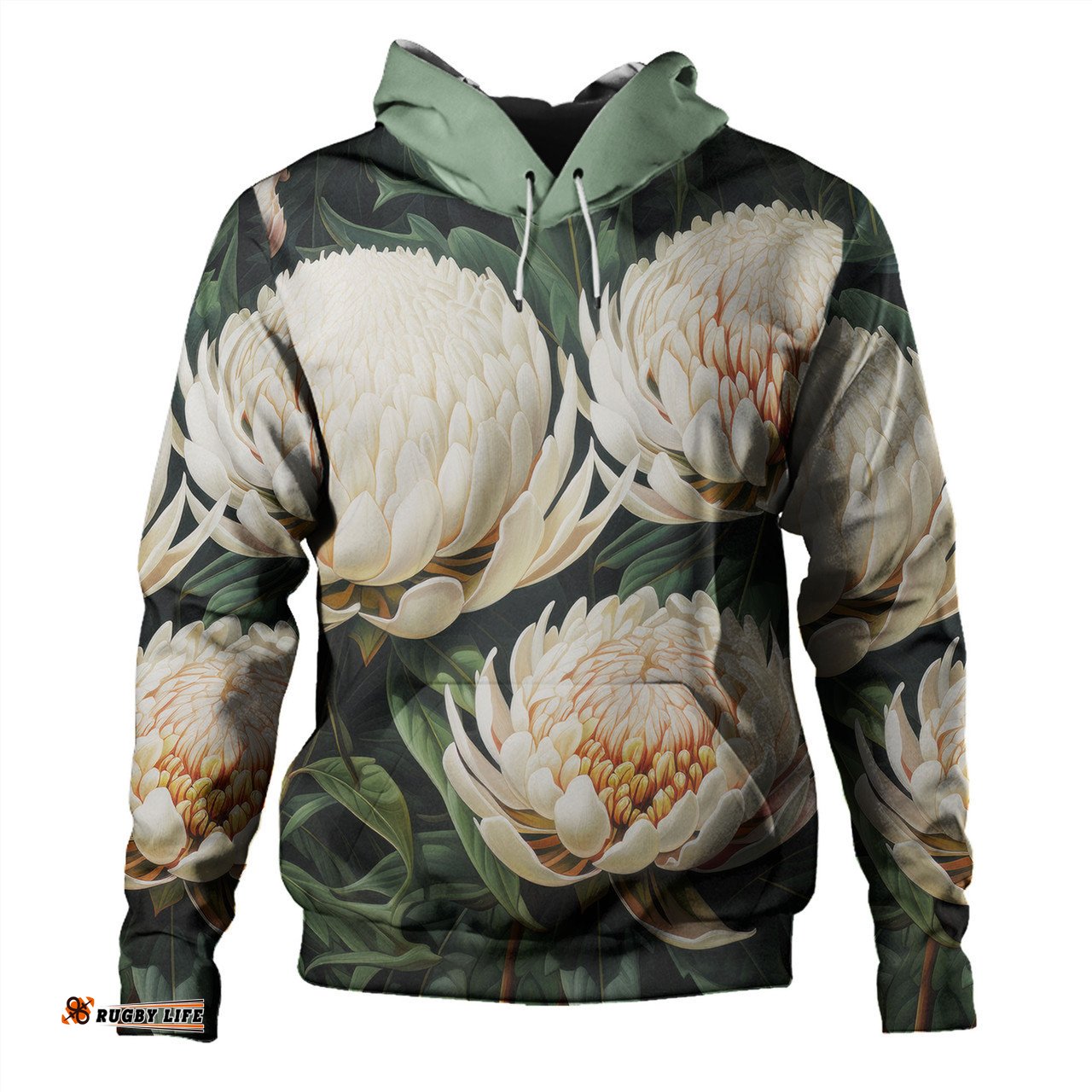 australia waratah hoodie - white waratah flowers fine art ver2 hoodie