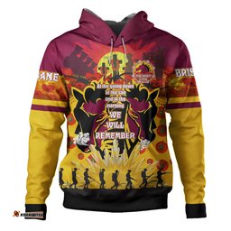 brisbane broncos anzac quotes hoodie - brisbane broncos anzac day commemoration keep spirit lives hoodie