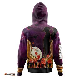 brisbane broncos anzac custom hoodie - broncos aboriginal inspired pattern anzac remembrance day hoodie