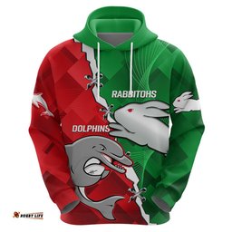 custom personalised rabbitohs mix dolphins rugby hoodie sporty style