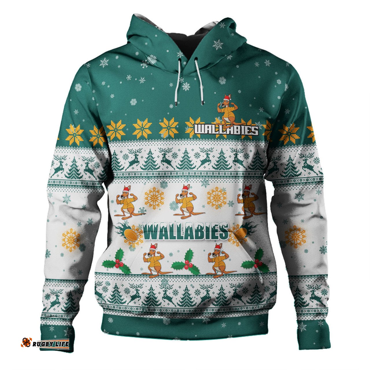 australia wallabies christmas custom hoodie - special ugly christmas hoodie