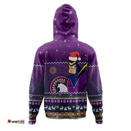 melbourne storm christmas custom hoodie - ugly xmas and aboriginal patterns for die hard fan hoodie