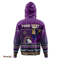 melbourne storm christmas custom hoodie - ugly xmas and aboriginal patterns for die hard fan hoodie
