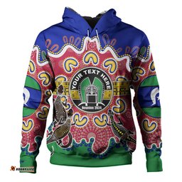 australia torres strait islands custom hoodie - torres strait islanders dhari with goannas and dot art reunion hoodie