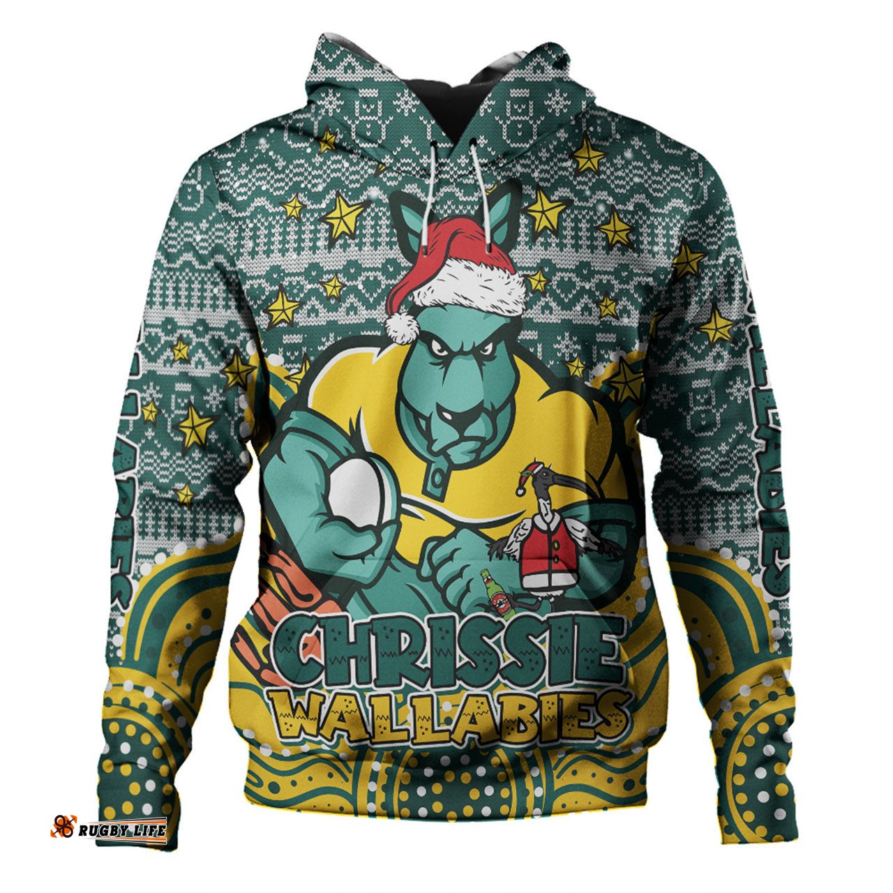 australia wallabies christmas custom hoodie - christmas knit patterns vintage jersey ugly hoodie